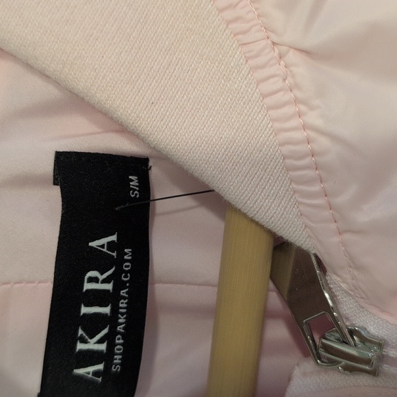 AKIRA Pink FLOATING NYLON Hi-Low Bubble Bomber Jacket SZ SM / MD - Picture 9 of 9